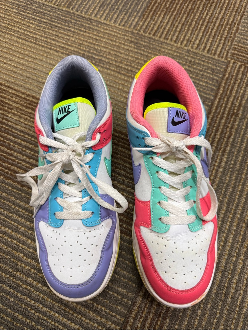 Nike Low-Top Sneakers in White, Pink, Mint, Purple & Yellow - Picture 2 of 5